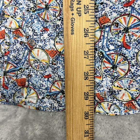 Jared Lang Men's Size M Cotton Long Sleeve Casual Shirt Blue Bicycle Basket - Picture 4 of 7